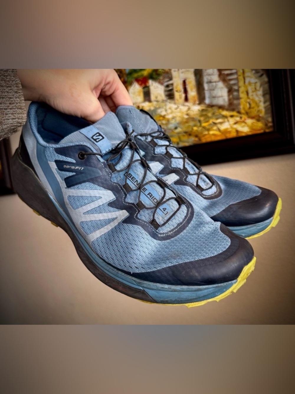 Salomon Blue Black Sense Ride 4 Elastic Tennis Shoes Sneakers 11